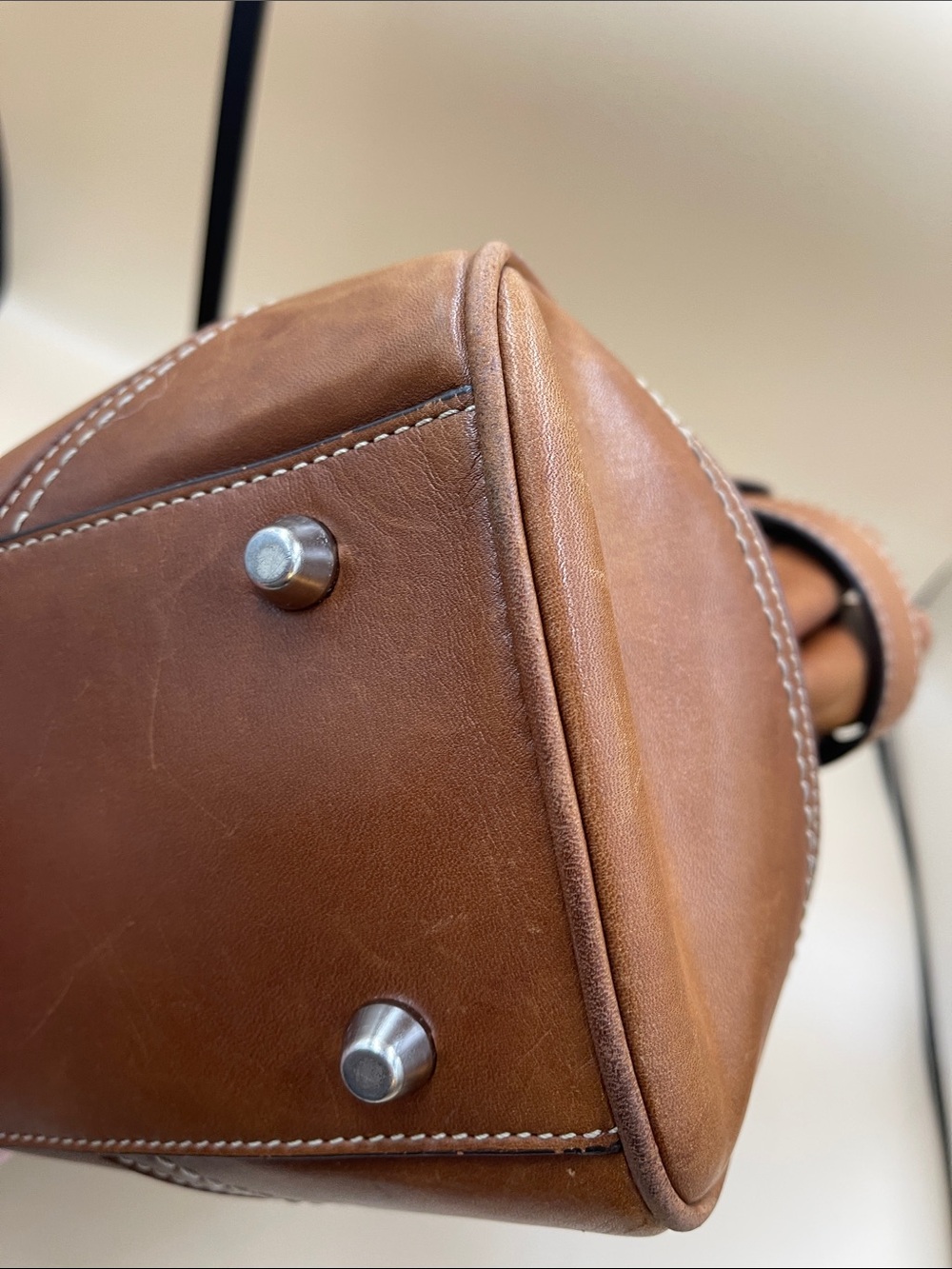 Coach Tan Brown Leather Shoulder Bag with Silver Bit Detail Simple Classic - Picture 7 of 8